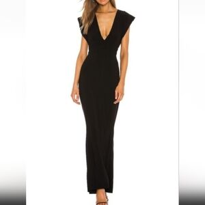 Norma Kamali Black Rectangle Plunge Vamp Jersey Evening Mermaid Dress